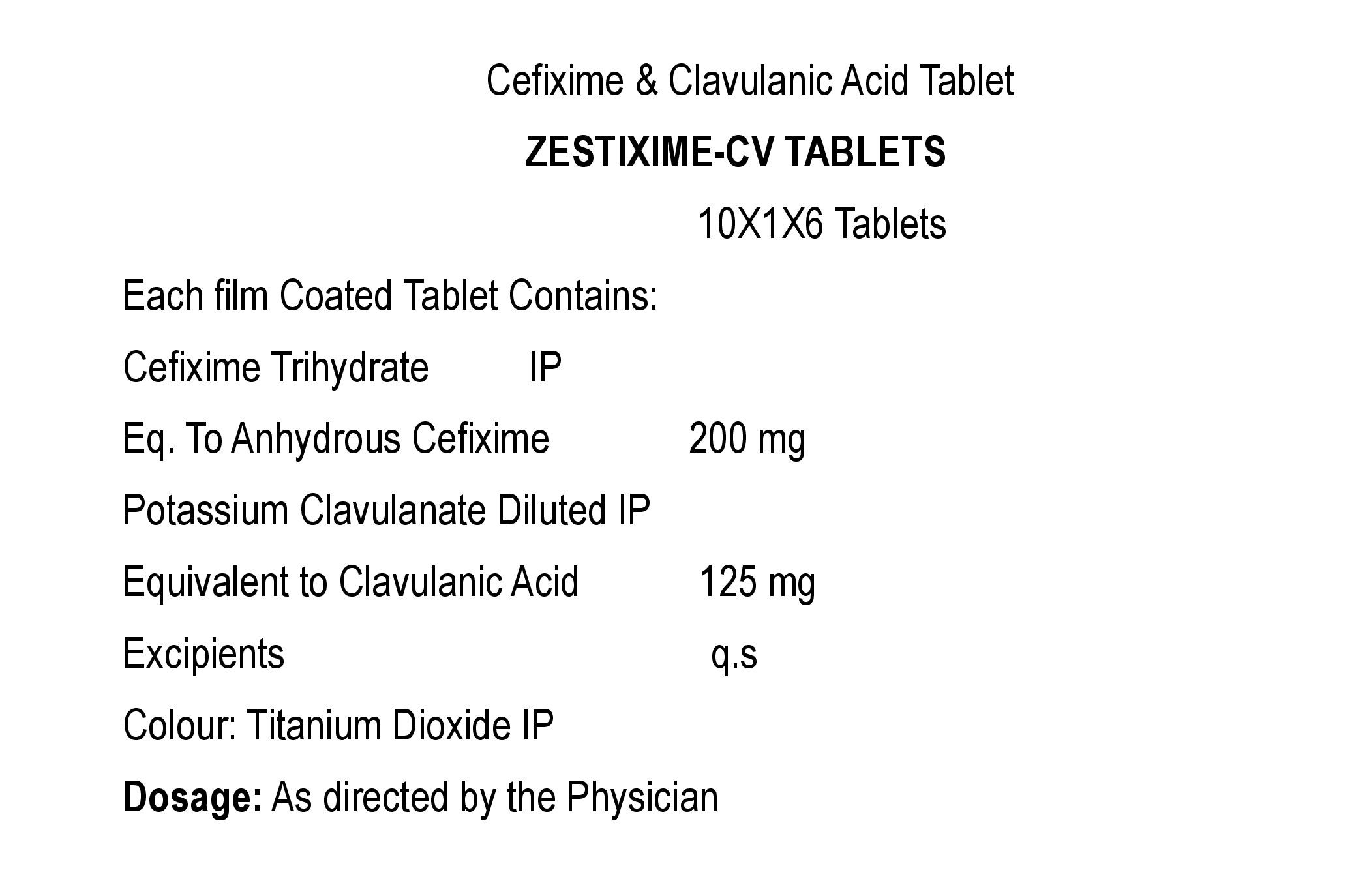 ZESTIXIME - CV TABLET